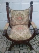 Fotel Tron Nożycowy Lwie Głowy 19 Wiek