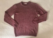 Bordowy modny ciepły sweter na jesień Zalando M melanż