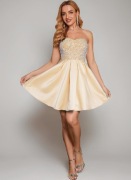 Angel Fashions satynowa sukienka z cekinami gorsetowa 40 L