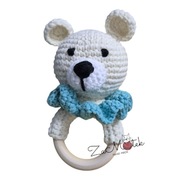 Grzechotka, miś, prezent, gryzak, na zajączka, urodziny, wielkano, handmade