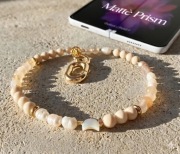 Biżuteryjna smycz do telefonu Kamień Rzeczny i Perła,Mattè Prism