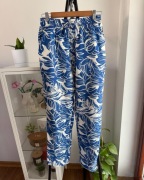 Wzorzyste letnie spodnie w niebieskie wzory 80% wiskoza