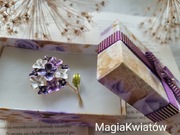 Broszka  kwiat hortensji fiolet 