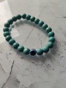 Bransoletka 8 mm turkusowa turkmenit howlit oko proroka evil eye
