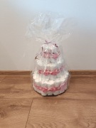 Tort z pampersów baby shower, chrzest, narodziny dziecka 