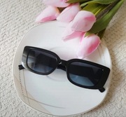 Nowe prostokątne okulary przeciwsłoneczne czarne damskie vintage retro 