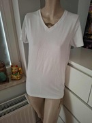 XS męski biały t-shirt biała koszulka z krótkim rękawem dekolt v SMOG