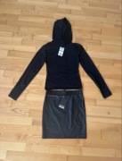 Nowa czarna bluza z kapturem i nowa czarna spódnica mini S/M 36/38