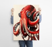 Czerwona ośmiornica - grafika na plakacie na A3