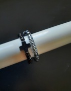 Zestaw nowych pierścionków hematytowy plus, krzyż 