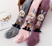 Nowe Prążkowane rajstopki z królikiem 3D 2-3 latka