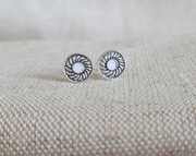 Boho Vintage kolczyki wkręty srebrne perłowe