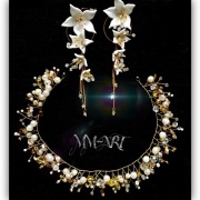 Komplet Biżuterii ślubne kolczyki ozdoba do włosów kwiatowaBiżuteriaMM-ART 