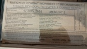 Francuska wojskowa racja żywnościowa dobowa - menu 8