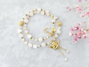 Kwarc różowy, kamień księżycowy, morganit, hematyt - stal UNIKAT