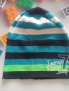 Czapka niebieska w paski cienka jesień wiosna 42cm rozciąga się