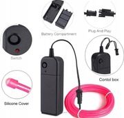 ŚWIATŁOWÓD EL WIRE LED TAŚMA PASEK BATERIE 3 m