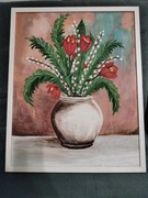 Wazon z kwiatami - akryl na płótnie PREZENT 