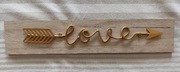 Tabliczka drewniana love złoto zawieszka ślub 