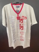 T-shirt  szaro-srebrny czerwony