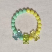 B285 Bransoletka z koralików na gumce Misie Handmade Rękodzieło