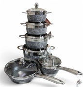 ZESTAW garnków HOFFNER HF-9920 GRAY. Do kuchenek: Gaz, indukcja, halogen
