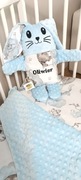 Komplet kołdra,poduszka,przytulanka bawełna z minky, narodziny chrzest 