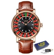 LIGE 2025 męski zegarek ruletka kwarcowy wodoodporny