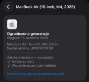 Apple MacBook Air 15,3" M4 16GB 256 A3241 gwarancja PL perfekcyjny okazja!