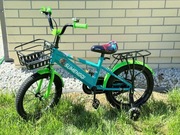 ROWEREK 16 CALI  DLA CHŁOPCA SUMENGQI TURKUSOWY ZE BŁOTNIKAMI I KOSZYKIEM 