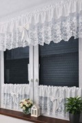 Komplet kuchennych firanek hafty kokardki