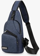 Męska torba na ramię sling bag, crossbody z USB, wykonana z grubego płótna