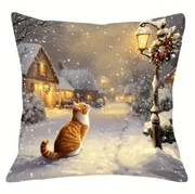 Świąteczna poszewka na poduszkę rudy kotek vintage 45x45cm