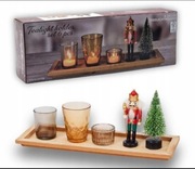 ŚWIECZNIK ŚWIĄTECZNY Z DEKORACJĄ CHOINKA 6 CZĘŚCI TEALIGHT