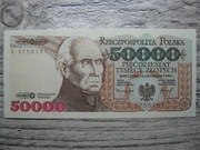 BANKNOT RP 50000 ZŁOTYCH 1993 ROK SERIA S STANISŁAW STASZIC UNC
