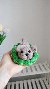 Bulldog na szydełku, piesek handmade, dekoracja 