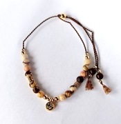 Bransoletka kamienie naturalne jedwab stal chirurgiczna regulowana jaspis