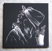 Michael Jackson Obraz grawerowany na blasze... staloryt Grawer 40x40cm