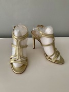 Simple złote sandałki skóra 37