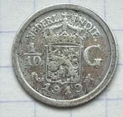 #4015 Holenderskie Indie Wschodnie 1/10 guldena 1919 srebro 