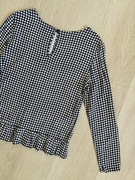Zwiewna lekka bluzka baskinka w biało-czarną kratkę M ZARA