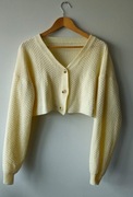 Kremowy, krótki sweterek o fasonie crop top L