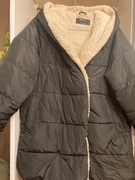 Sinsay kurtka dłuższa z misiem teddym z polarem z kapturem otulającym