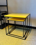 stolik kawowy x2 zestaw żółto-czarnych stolików kawowych 