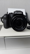Aparat cyfrowy Panasonic-Lumix z lampą błyskową, statywem i torbą