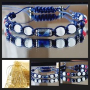 BRANSOLETKA KAMIEŃ LAPIS LAZULI KWARC AGAT SZER 17 cm MĘSKA DAMSKA STAL