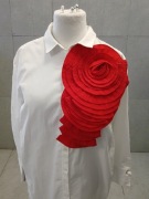 Czerwona broszka przypinka agrafka plisowana duża 3d kwiat 