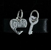 Pandora zawieszka podwójna charms serce klucz kluczyk srebro 925 nowa