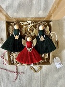 Aniołki na choinkę handmade ozdobą świąteczną rękodzieło box prezentowy