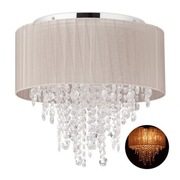 Lampa sufitowa z kryształkami organza szara